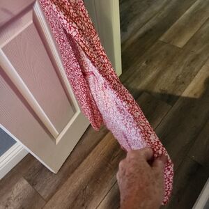 Red and White Patterned Scarf